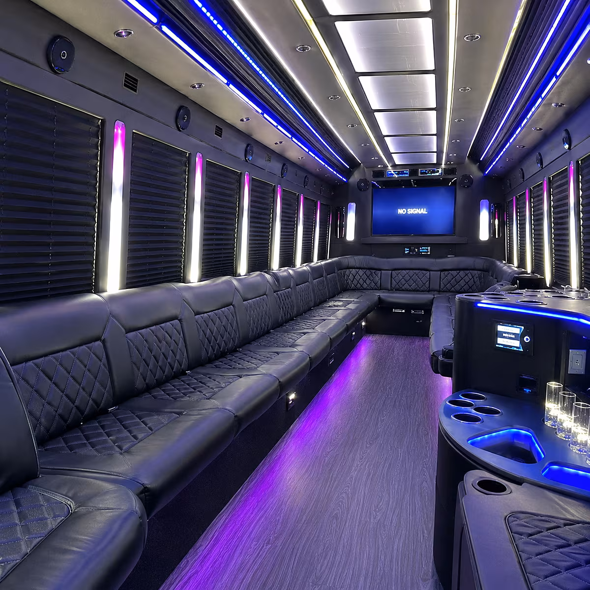 rapid city 30 passenger party bus inside